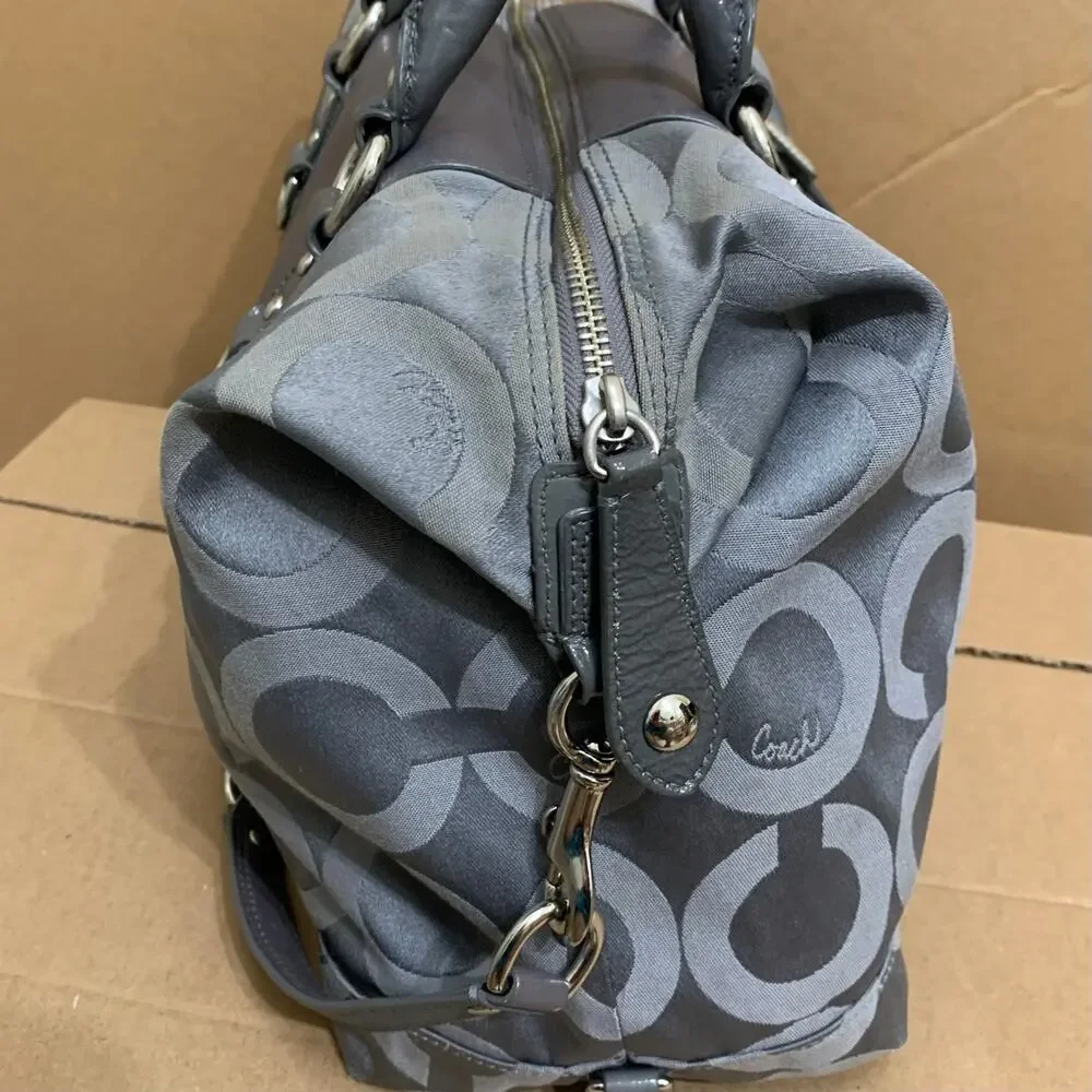COACH MADISON Large Gray OP ART Logo Vintage SABRINA Satchel/Shoulder Bag #12943